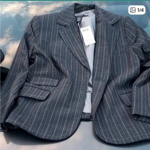 Arden B Charcoal Pinstripe Blazer